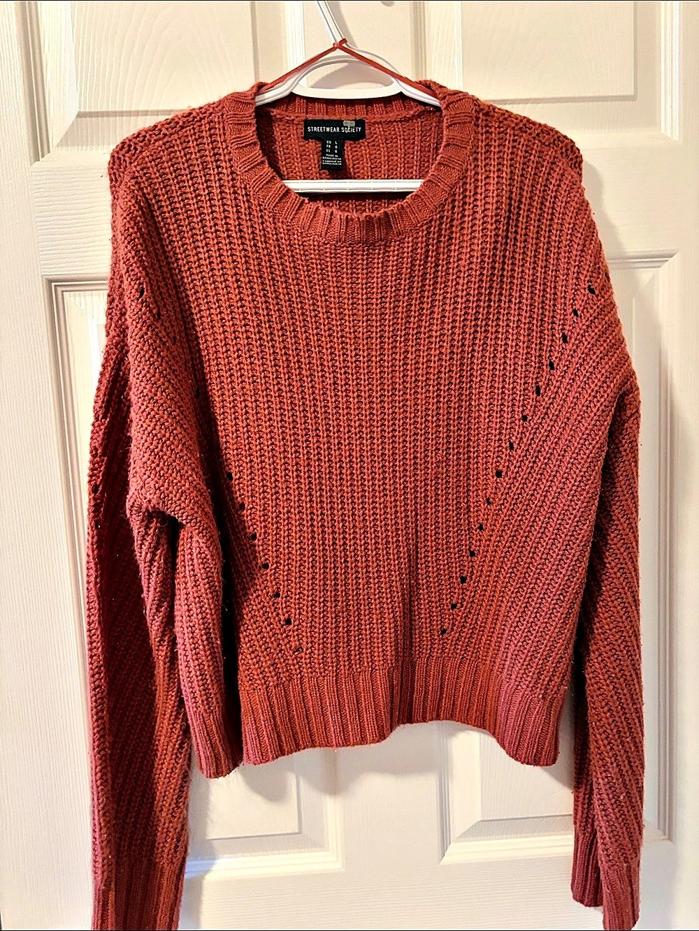 Streetwear Society Knit Crewneck Sweater Burnt Orange/Red